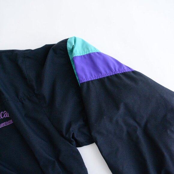 Vintage 90S Halloway Black Teal Zip Up Windbreaker Nautical Jacket XL - Picture 7 of 9